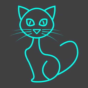Cat line icon, halloween and scary, animal sign
