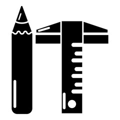 Ruler pencil icon, simple black style