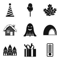 Country fun icons set, simple style