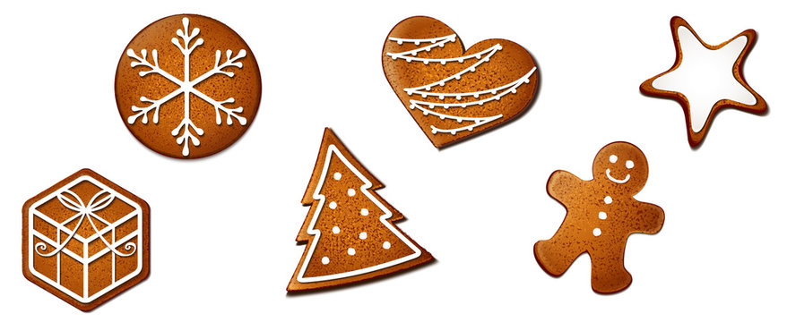 Lebkuchen Weihnachtsgeb&auml;ck Set - Lebkuchen M&auml;nnchen, Tannenbaum, Herz, Zimtstern, eiskristall, weihnachtsgeschenk