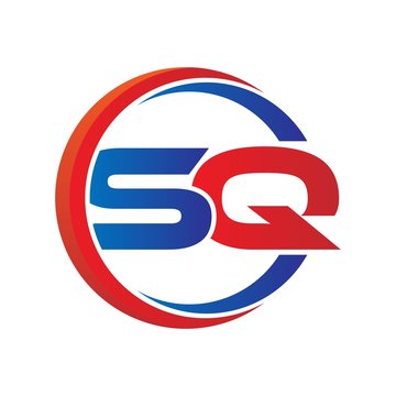 sq logo vector modern initial swoosh circle blue and red