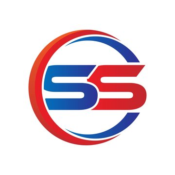 ss logo vector modern initial swoosh circle blue and red
