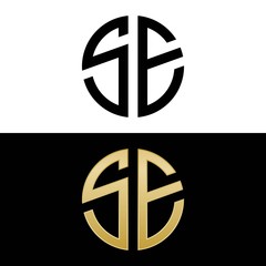 se initial logo circle shape vector black and gold
