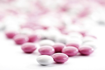 Pink and white chocolate beans