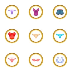 Underwear clothes icons set, cartoon style