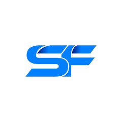 sf logo initial logo vector modern blue fold style