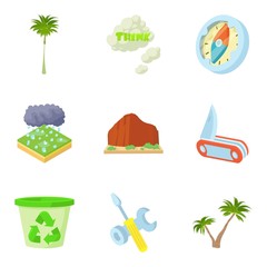 Hurricane icons set, cartoon style