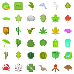 Lizard icons set, cartoon style