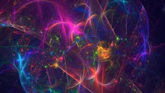 Futuristic Modern Dynamic Animation with dark Blue Background with rotation. High quality and high resolution rendering with multicolor scale. Fractal animation. Abstract pattern. Zoom effect.