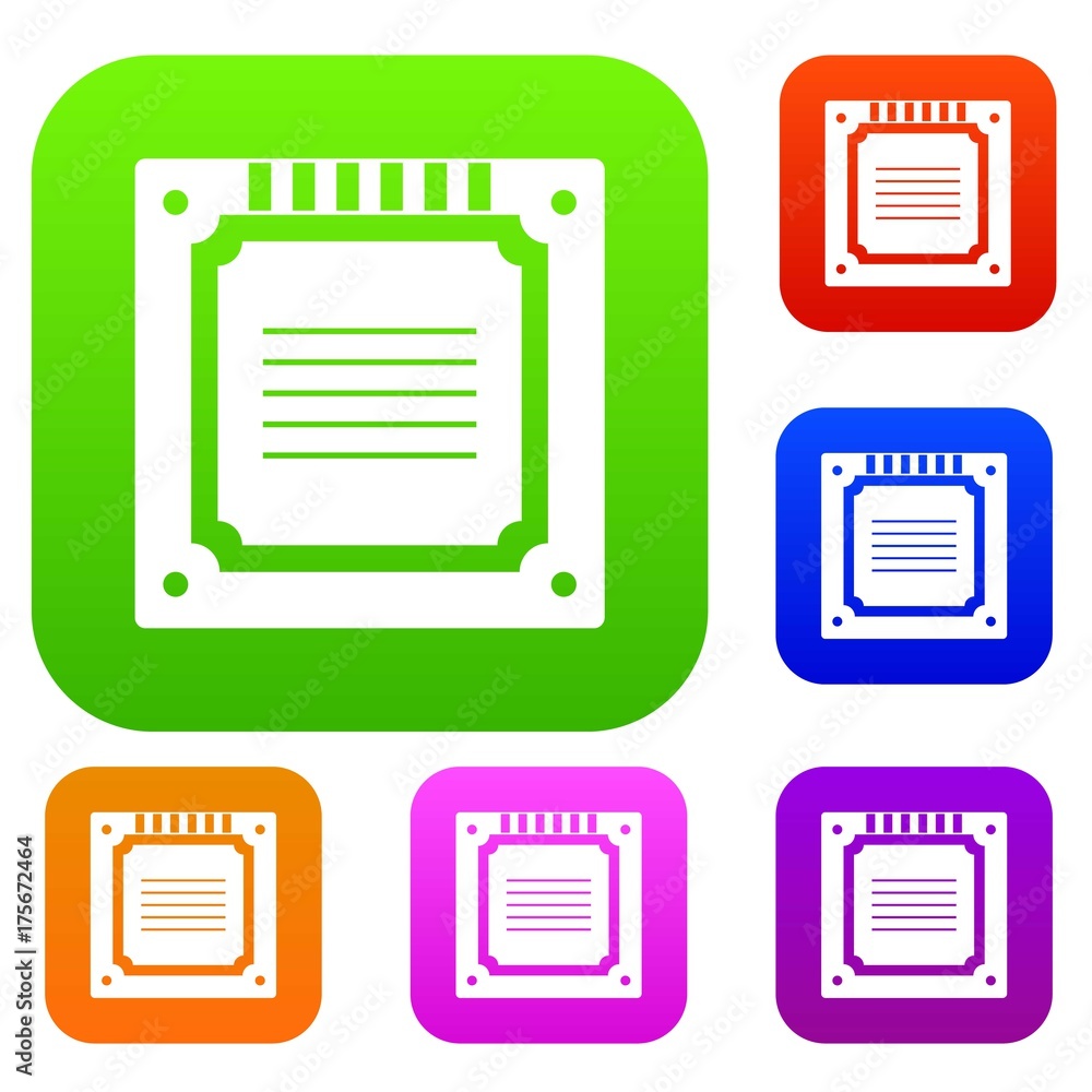 Poster modern multicore cpu set color collection
