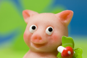 Lucky charm pig of marzipan