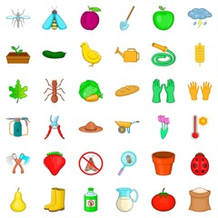 Apple icons set, cartoon style