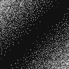 Silver glitter. Abstract chaotic scatter with silver glitter on black background. Exceptional Vector illustration.