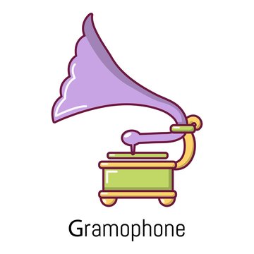 Gramophone icon, cartoon style