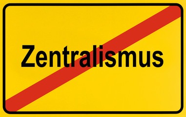German city limits sign symbolising end of centralism