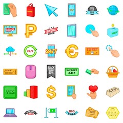 Gadget icons set, cartoon style