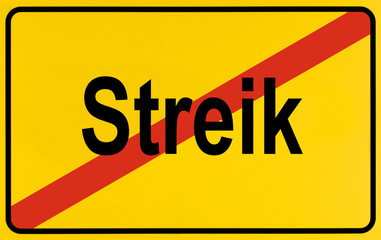 German city limits sign symbolising end of strike