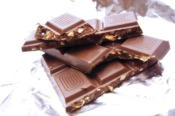 Nut chocolate in silver paper