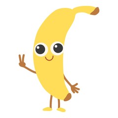 Banana icon, cartoon style