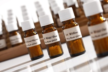 Medicine bottles containing Bach flower globules