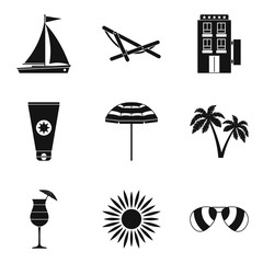 Chaise lounge icons set, simple style