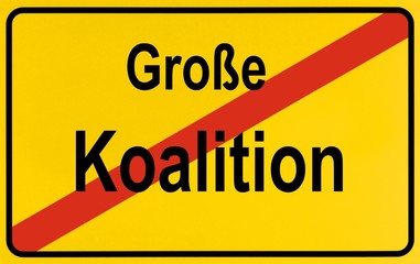 Fototapeta premium End of town sign, symbolic image for the end of the coalition of the CDU and SPD