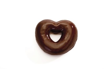 Heart-shaped gingerbread cookie with chocolate icing