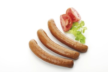 Krakow sausages, Polish sausages, tomato and parsley