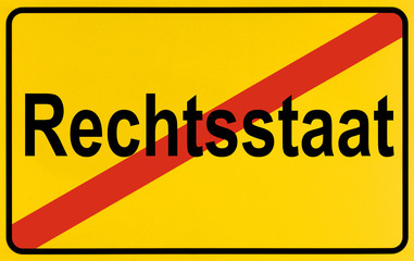 German city limits sign symbolising end of constitutional state