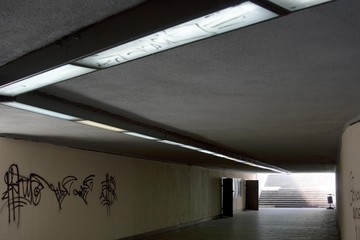 Graffiti on the wall of a pedestrian underpass