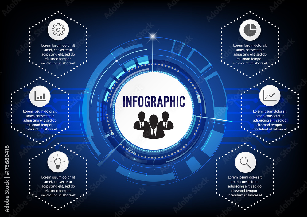 Poster business data visualization. process chart. abstract elements of graph, diagram with steps, options,