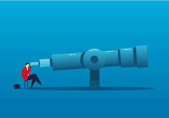 A businessman using a telescope