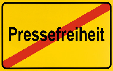 Obraz premium German city limits sign symbolising end of freedom of the press