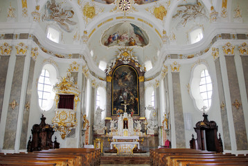 Fototapeta na wymiar Altar, Karlskirche near Wattens, Inn valley, Tyrol, Austria, Europe