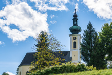 Fototapeta premium View of the Catholic Church in Attersee