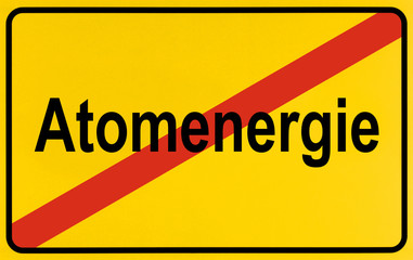 German city limits sign symbolising end of nuclear energy