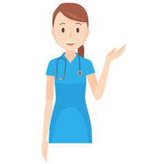 Illustration guided by a nurse wearing a blue scrub