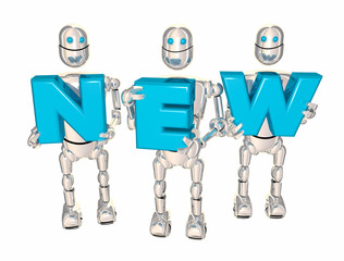 New Robots Lifting Letters Word Just Released Update 3d Illustration