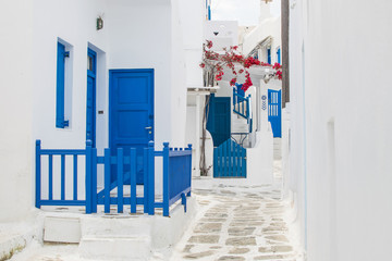 white and blue street