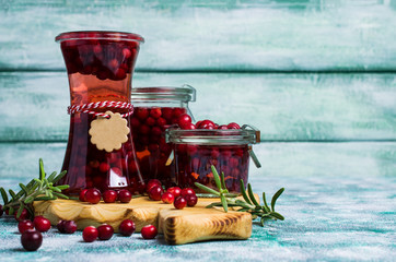 Cranberries with the syrup