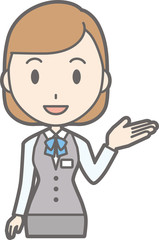 Illustration that a woman clothed in uniform wears hands out