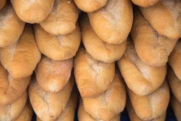 Fresh fragrant bread on the restaurant