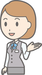 Illustration that a woman clothed in uniform wears