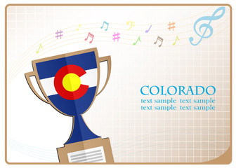 Trophy cup logo made from the flag of Colorado