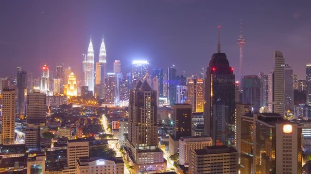 Night downtown  Cityscape Timelapse Kuala Lumpur