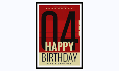 Happy Birthday 4 Year Card / Poster (Vector Illustration)