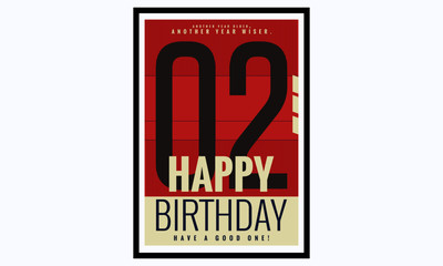 Happy Birthday 2 Year Card / Poster (Vector Illustration)