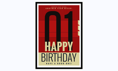 Happy Birthday 1 Year Card / Poster (Vector Illustration)