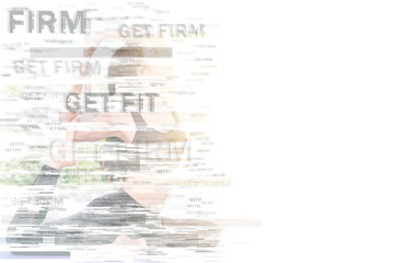 Beautiful young fit asian woman doing yoga. Mixed media.