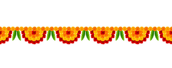 Flower garland decoration toran for Happy Diwali Holiday background